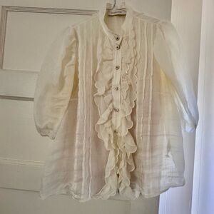 Zimmermann White Ruffled Blouse
